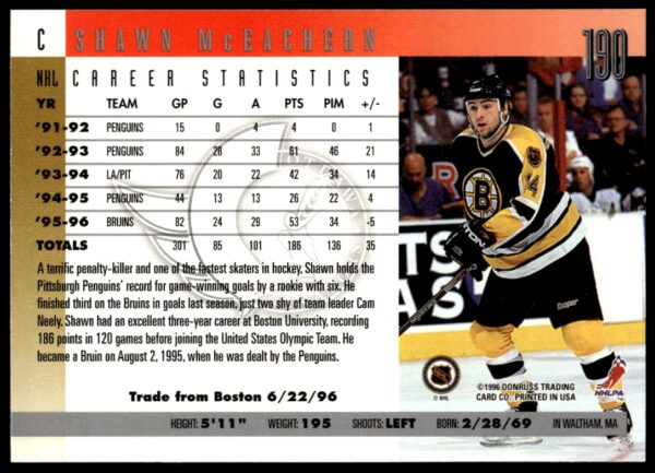 1996-97 Donruss Shawn McEachern #190 (Back)