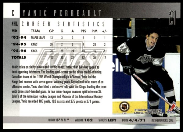 1996-97 Donruss Yanic Perreault #21 (Back)