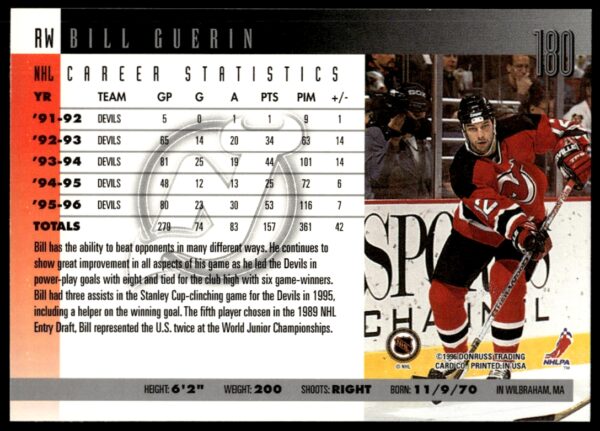 1996 Donruss Bill Guerin #180 (Back)