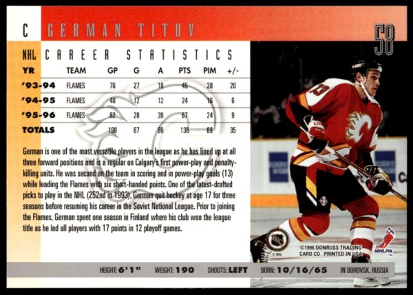 1996 Donruss German Titov #58 (Back)