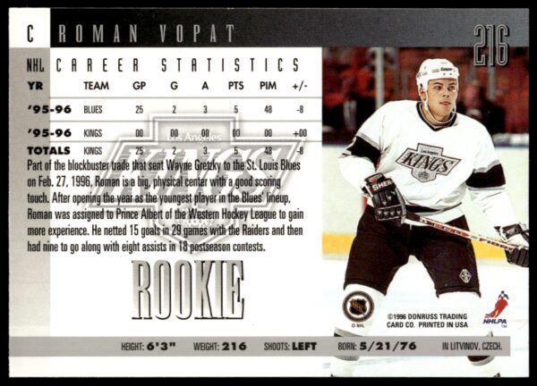 1996 Donruss Roman Vopat #216 (Back)