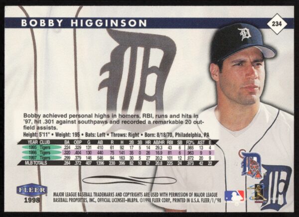 1998 Fleer Tradition Bobby Higginson #234 (Back)