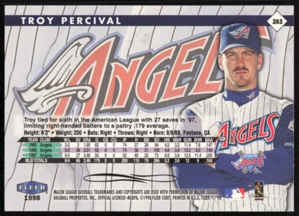 1998 Fleer Tradition Troy Percival #263 (Back)