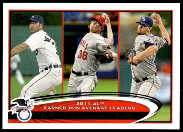 2012 Topps Justin Verlander / Jered Weaver / James Shields #52 (Front)