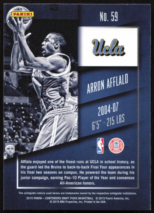 2015-16 Panini Contenders Draft Picks Arron Afflalo #59 (Back)