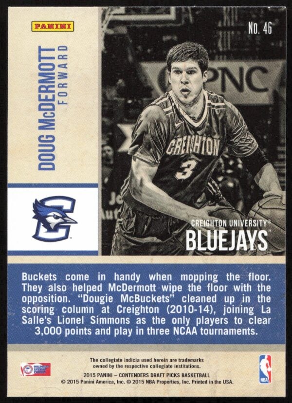 2015-16 Panini Contenders Draft Picks Doug McDermott Old School Colors #46 (Back)