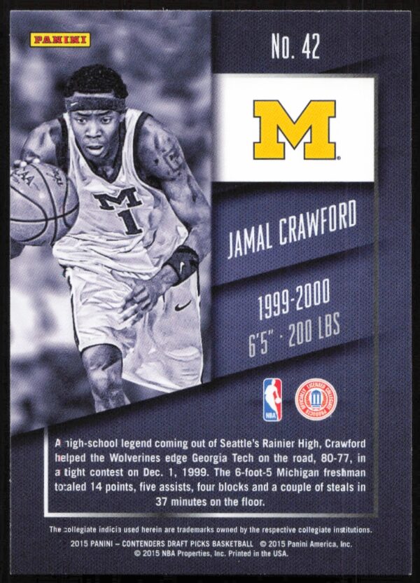 2015-16 Panini Contenders Draft Picks Jamal Crawford #42 (Back)