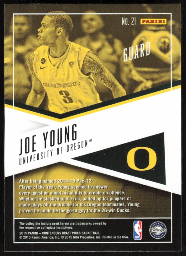 2015-16 Panini Contenders Draft Picks Joe Young School Colors #21 (Back)