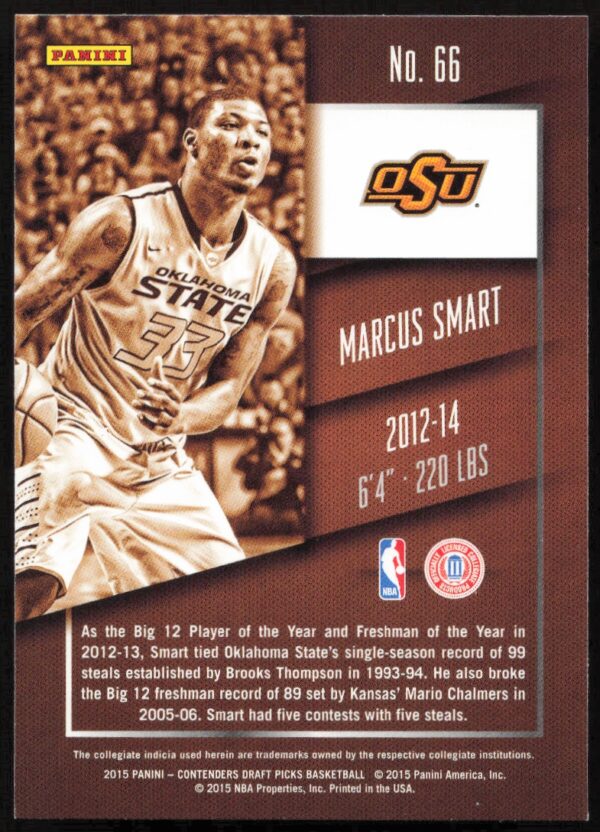 2015-16 Panini Contenders Draft Picks Marcus Smart #66 (Back)