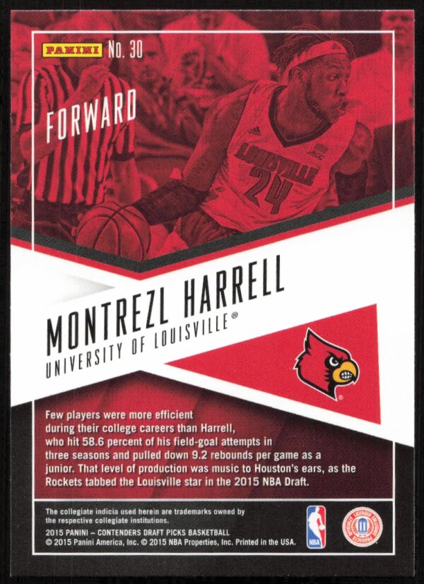 2015-16 Panini Contenders Draft Picks Montrezl Harrell School Colors #30 (Back)