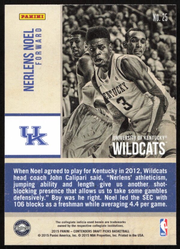 2015-16 Panini Contenders Draft Picks Nerlens Noel Old School Colors #25 (Back)