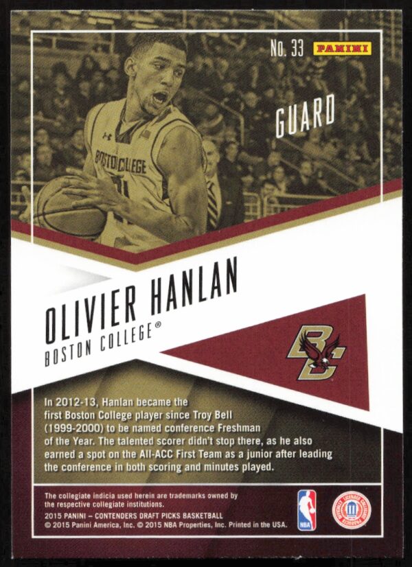 2015-16 Panini Contenders Draft Picks Olivier Hanlan School Colors #33 (Back)