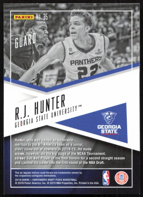 2015-16 Panini Contenders Draft Picks R.J. Hunter School Colors #35 (Back)