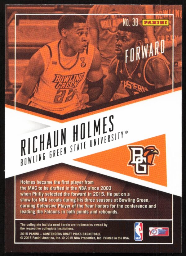 2015-16 Panini Contenders Draft Picks Richaun Holmes School Colors #38 (Back)