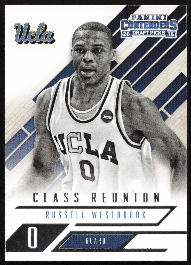 Russell Westbrook in action on UCLA-themed Panini Contenders Draft Picks sports card.