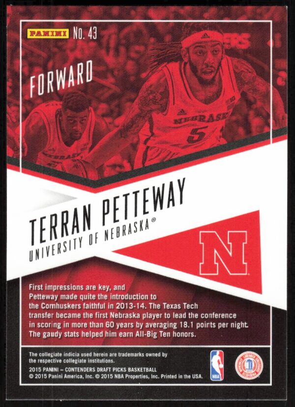 2015-16 Panini Contenders Draft Picks Terran Petteway School Colors #43 (Back)