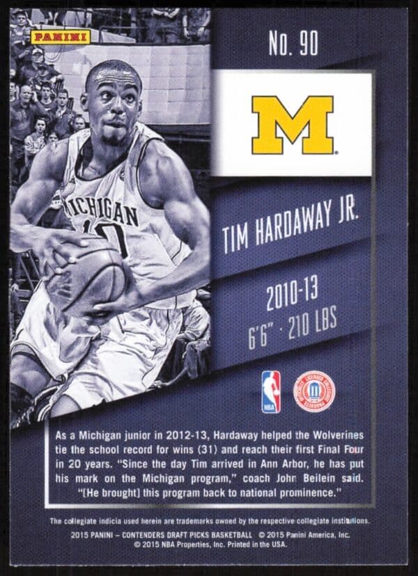 2015-16 Panini Contenders Draft Picks Tim Hardaway Jr. #90 (Back)