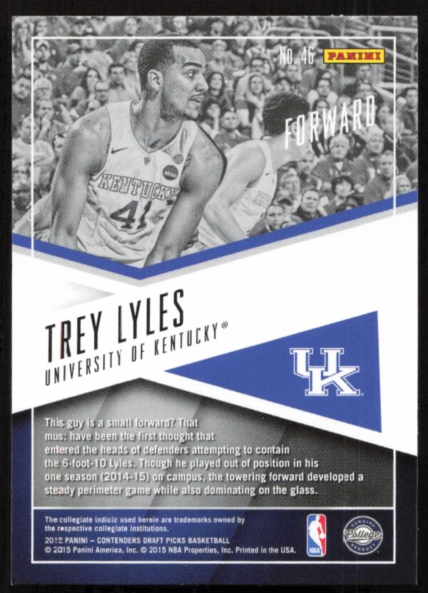 2015-16 Panini Contenders Draft Picks Trey Lyles School Colors #46 (Back)