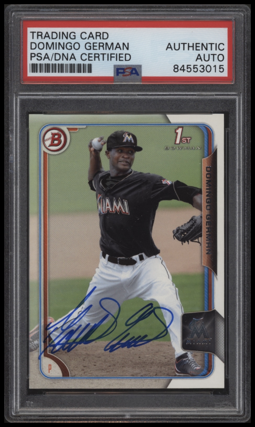 Domingo Germans signed and PSA/DNA certified 2015 Bowman baseball card.