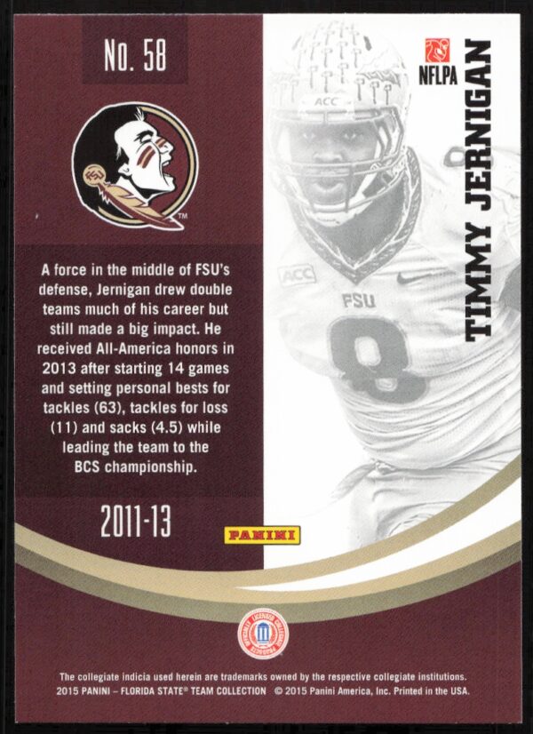 2015 Panini Florida State Seminoles Adam Duvall #58 (Back)