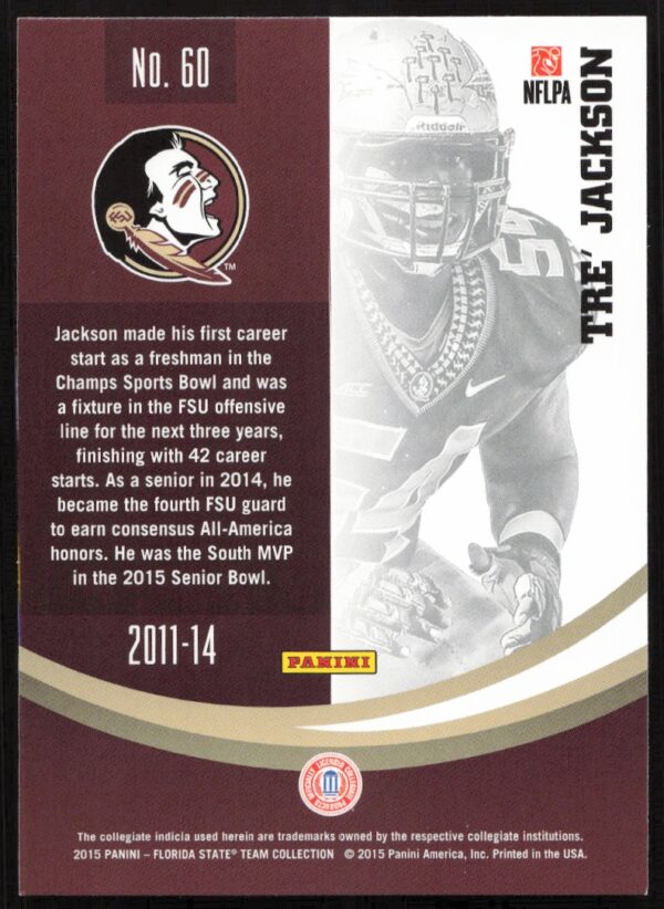 2015 Panini Florida State Seminoles Bernie Williams #59 (Back)