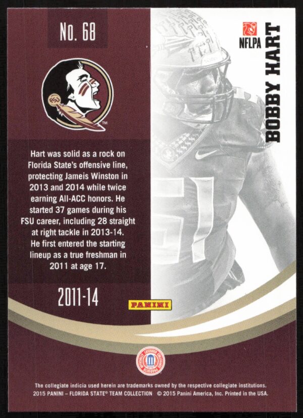 2015 Panini Florida State Seminoles Bobby Hart #68 (Back)