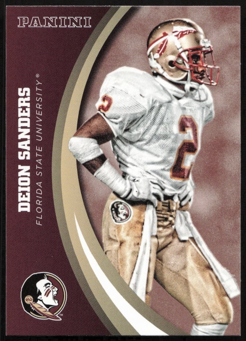 2015 Panini card of FSUs Deion Sanders in action, number 16.