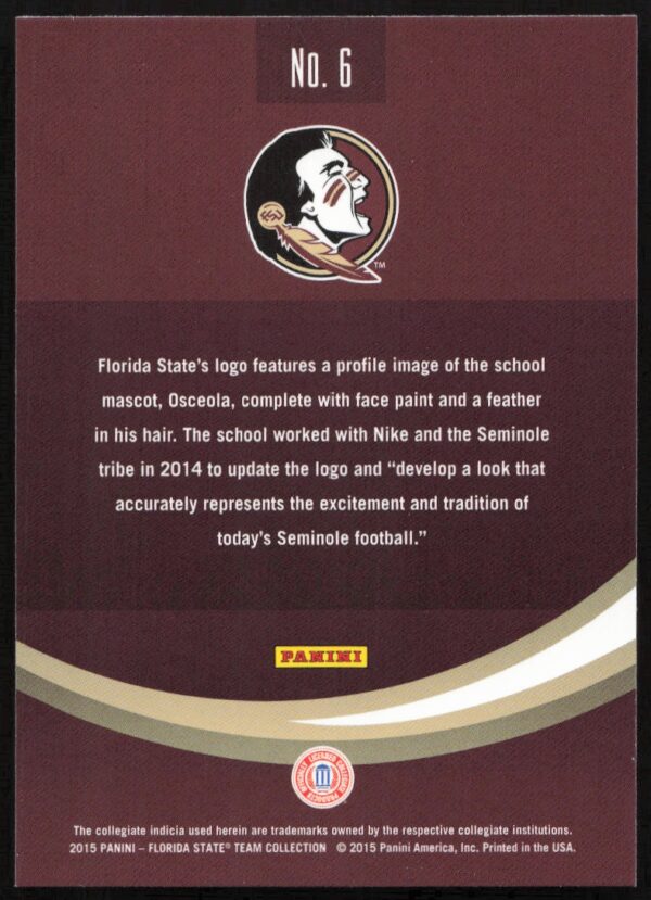 2015 Panini Florida State Seminoles Florida State Seminoles #6 (Back)