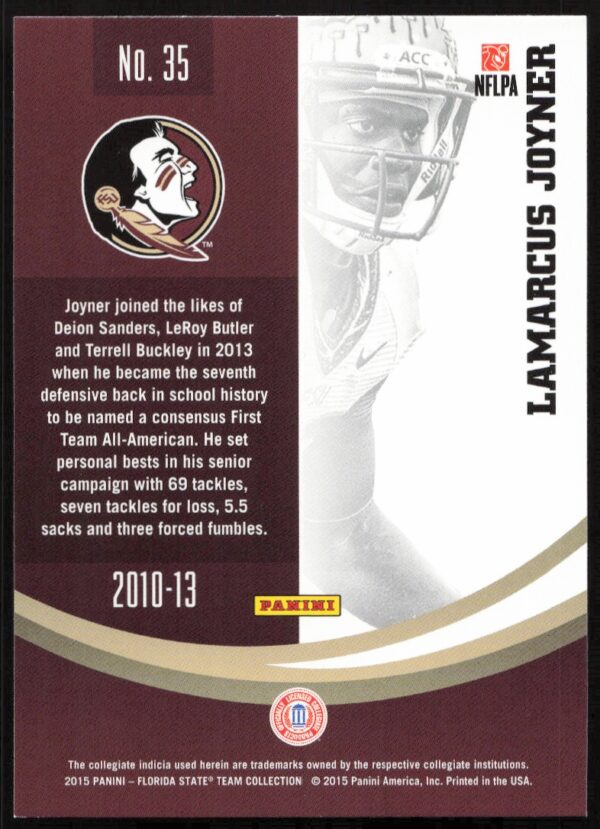 2015 Panini Florida State Seminoles Lamarcus Joyner #35 (Back)