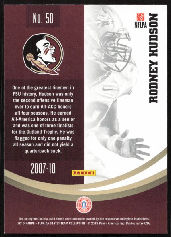 2015 Panini Florida State Seminoles Podney Hudson #50 (Back)