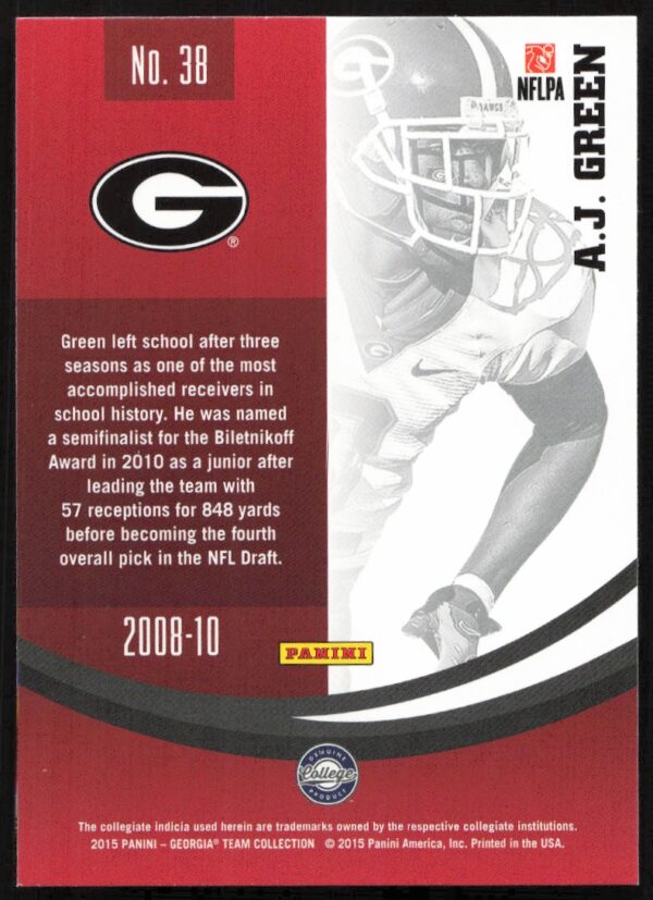 2015 Panini Georgia Bulldogs AJ Green #38 (Back)