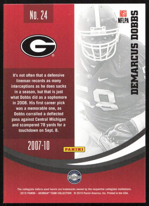 2015 Panini Georgia Bulldogs Demarcus Dobbs #24 (Back)