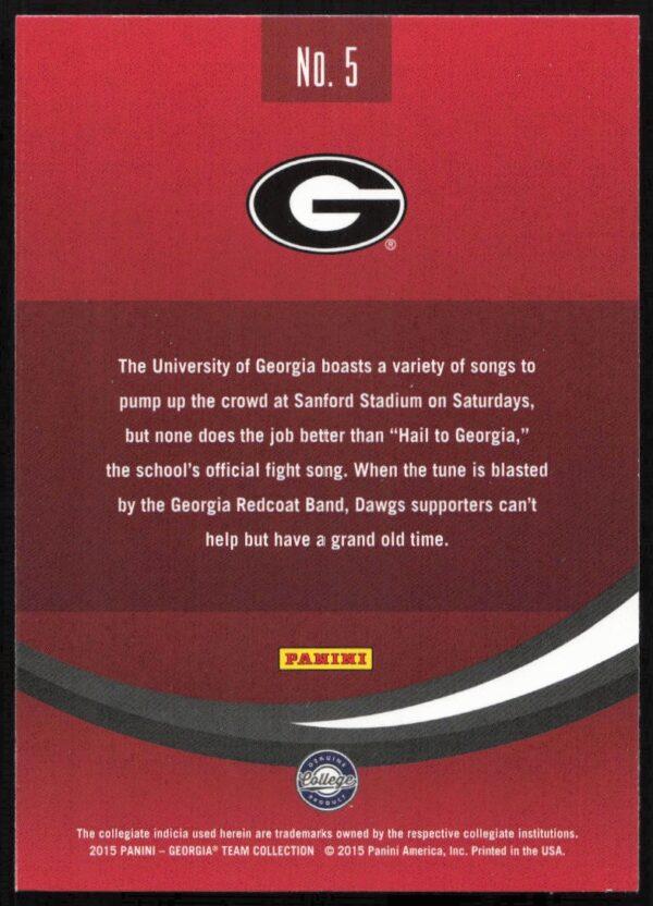 2015 Panini Georgia Bulldogs Fight Song #5 (Back)