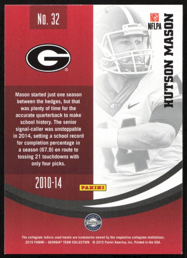 2015 Panini Georgia Bulldogs Hutson Mason #32 (Back)