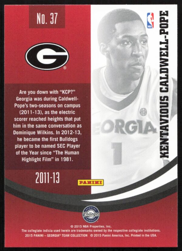 2015 Panini Georgia Bulldogs Kentavious Caldwell Pope #37 (Back)