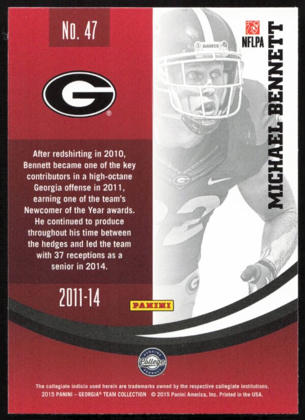 2015 Panini Georgia Bulldogs Michael Bennett #47 (Back)