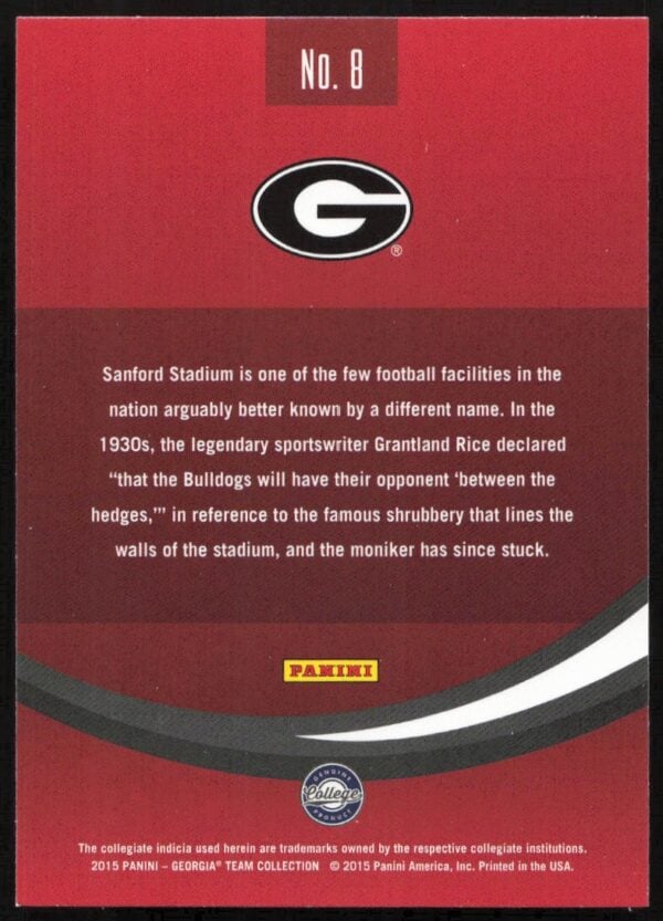 2015 Panini Georgia Bulldogs Sanford Stadium #8 (Back)