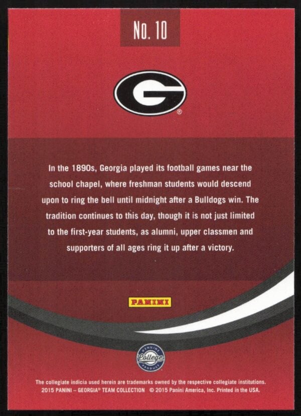 2015 Panini Georgia Bulldogs The Chapel Bell #10 (Back)