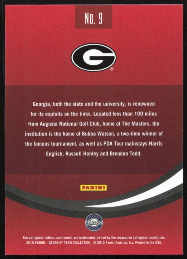 2015 Panini Georgia Bulldogs University Of Georgia Golf Course #9 (Back)