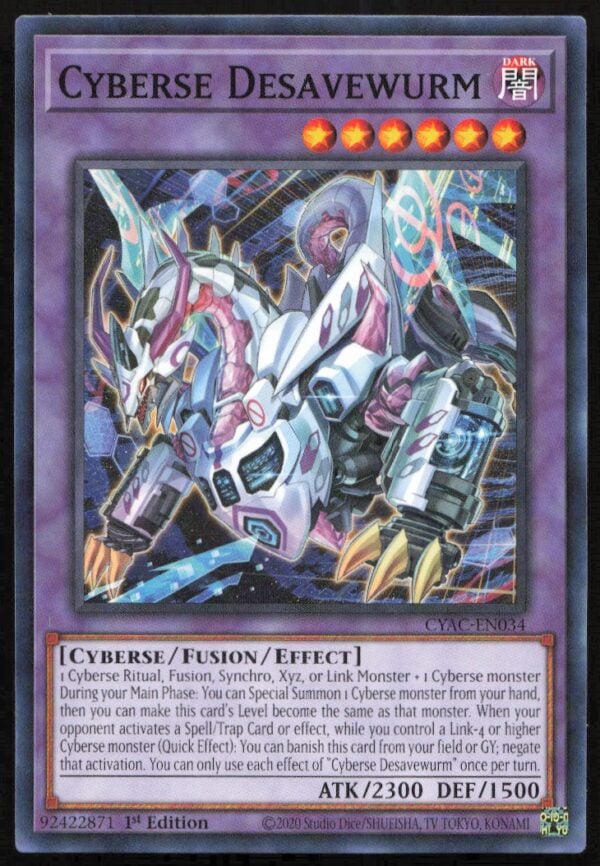 2020 Yu-Gi-Oh! Cyberstorm Access (1st Edition) Cyberse Desavewurm #CYAC-EN034 (Front)