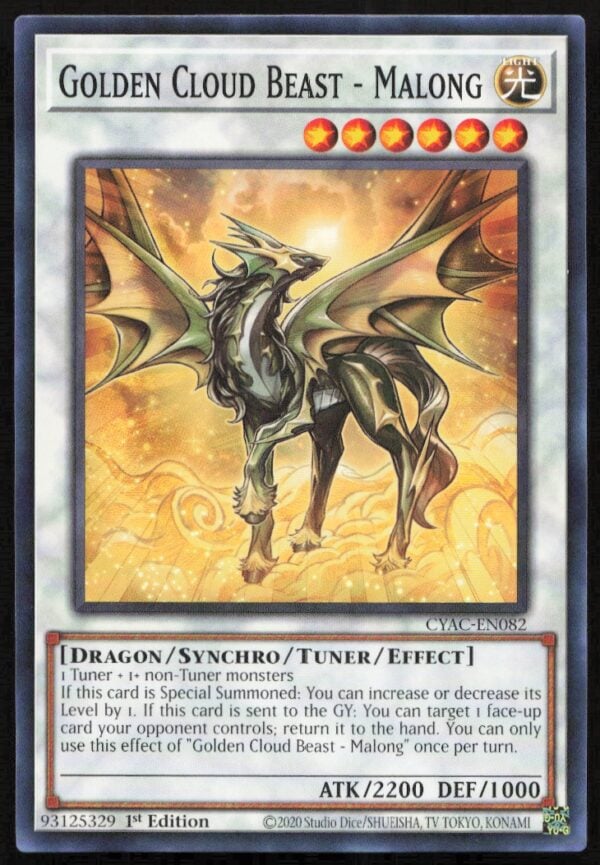 2020 Yu-Gi-Oh! Cyberstorm Access (1st Edition) Golden Cloud Beast Malong #CYAC-EN082 (Front)