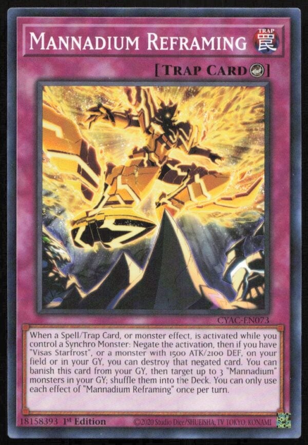 2020 Yu-Gi-Oh! Cyberstorm Access (1st Edition) Mannadium Reframing #CYAC-EN073 (Front)