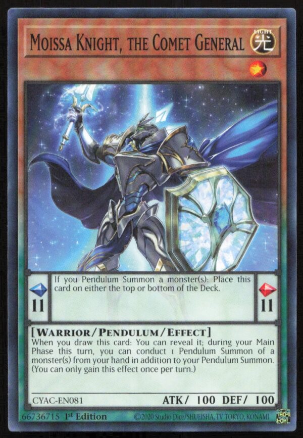 2020 Yu-Gi-Oh! Cyberstorm Access (1st Edition) Moissa Knight the Comet General #CYAC-EN081 (Front)