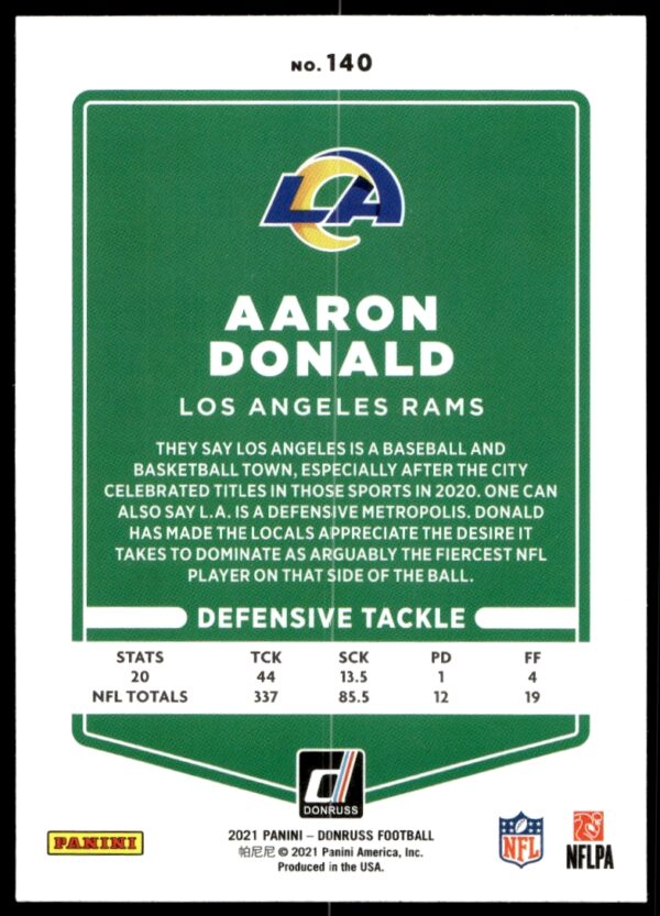 2021 Donruss Aaron Donald #140 (Back)