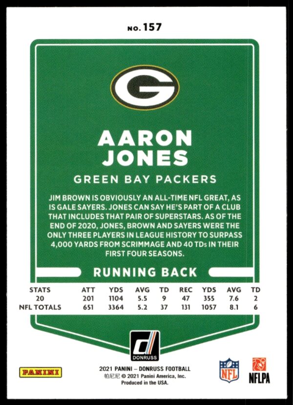 2021 Donruss Aaron Jones #157 (Back)