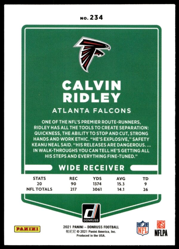 2021 Donruss Calvin Ridley #234 (Back)