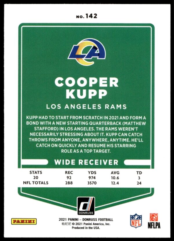 2021 Donruss Cooper Kupp #142 (Back)