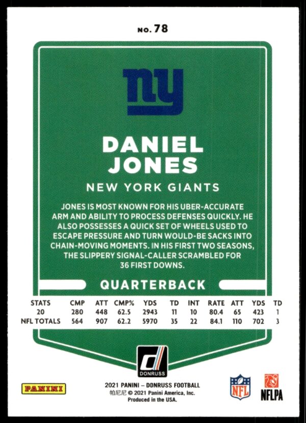 2021 Donruss Daniel Jones #78 (Back)