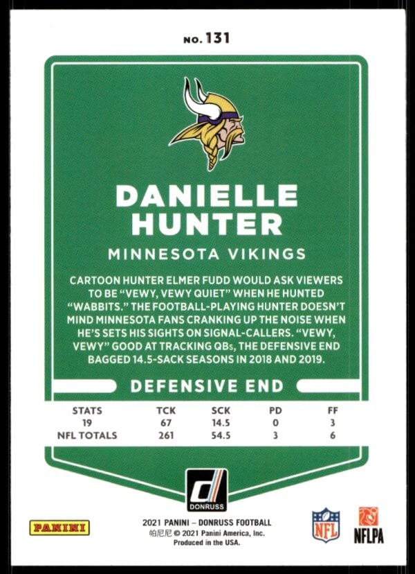 2021 Donruss Danielle Hunter #131 (Back)