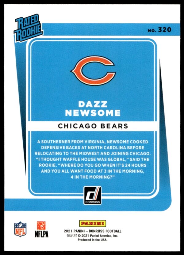 2021 Donruss Dazz Newsome Press Proof Blue #320 (Back)